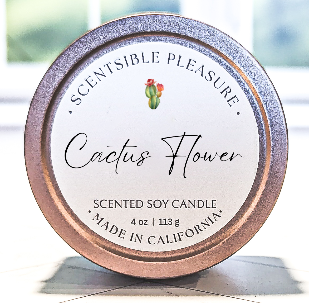 Cactus Flower in 4 ounce tin - agave, green leaves, patchouli